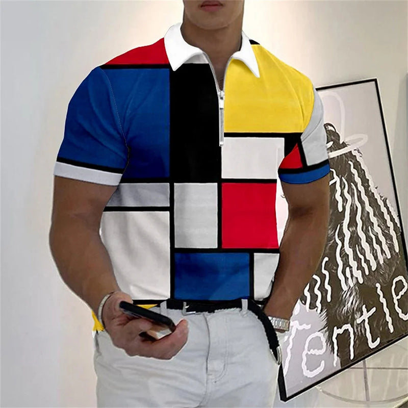 Camisa Polo multicolorida com zíper