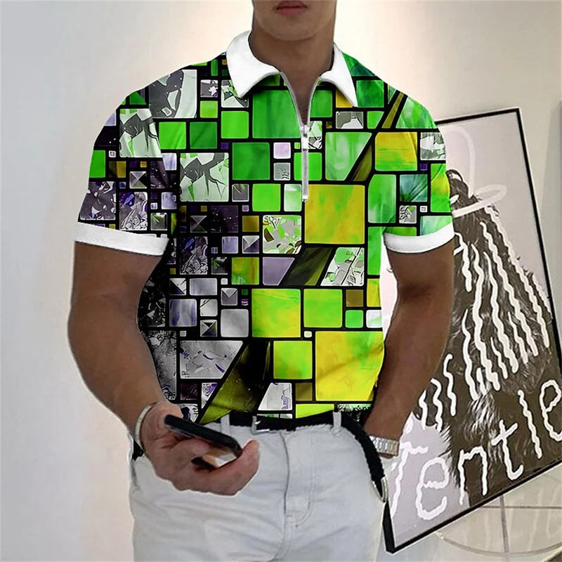 Camisa Polo multicolorida com zíper
