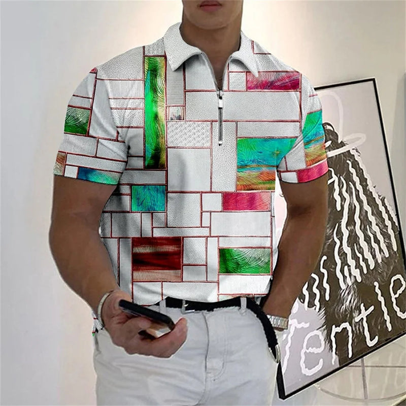 Camisa Polo multicolorida com zíper