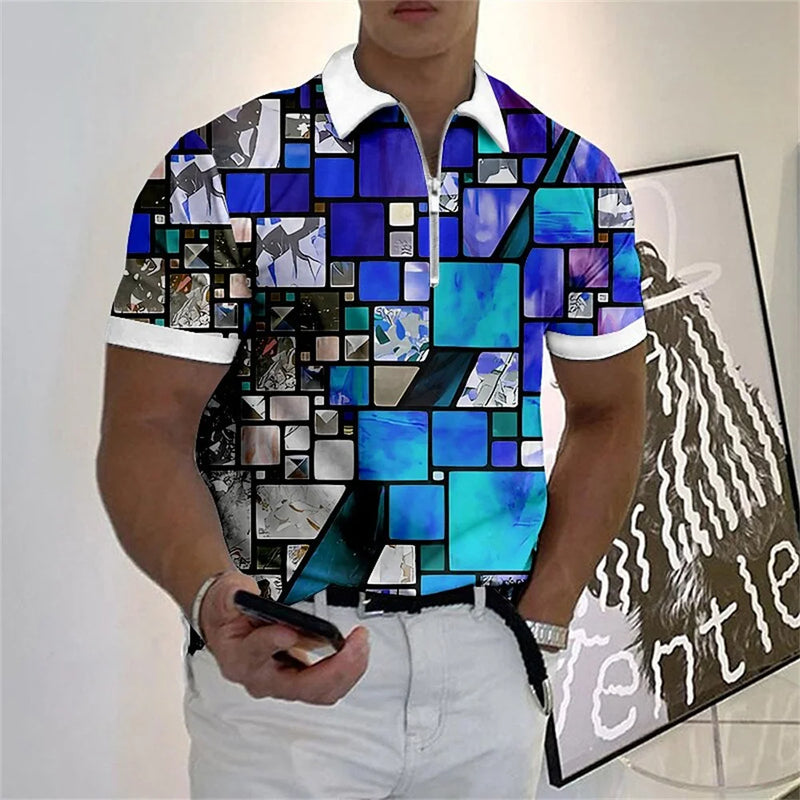 Camisa Polo multicolorida com zíper