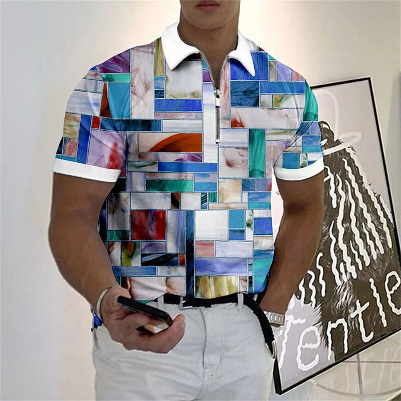 Camisa Polo multicolorida com zíper